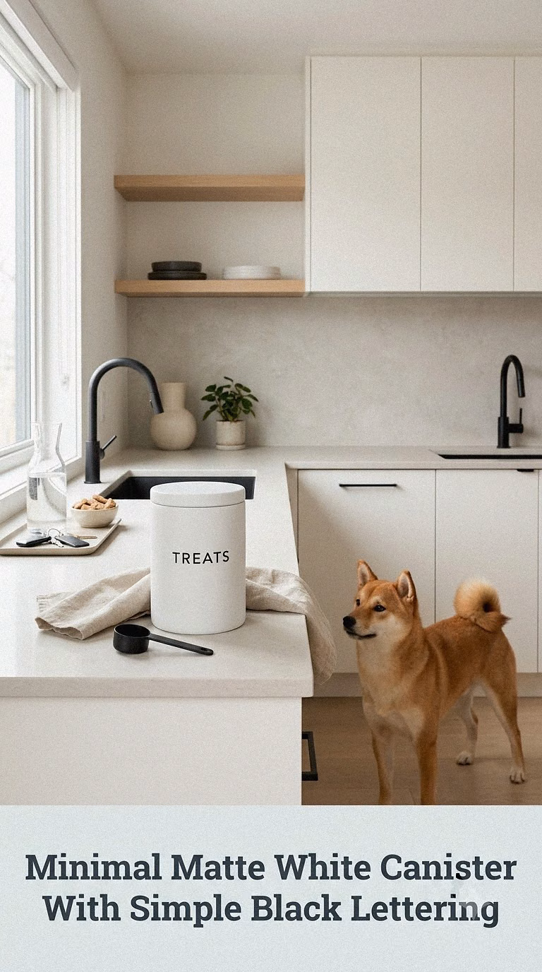 Minimal Matte White Canister With Simple Black Lettering