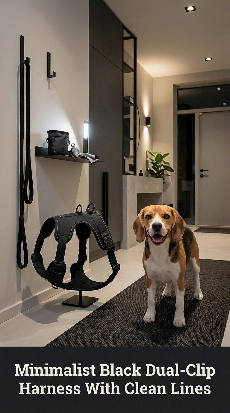 Minimalist Black Dual-Clip Harness With Clean Lines