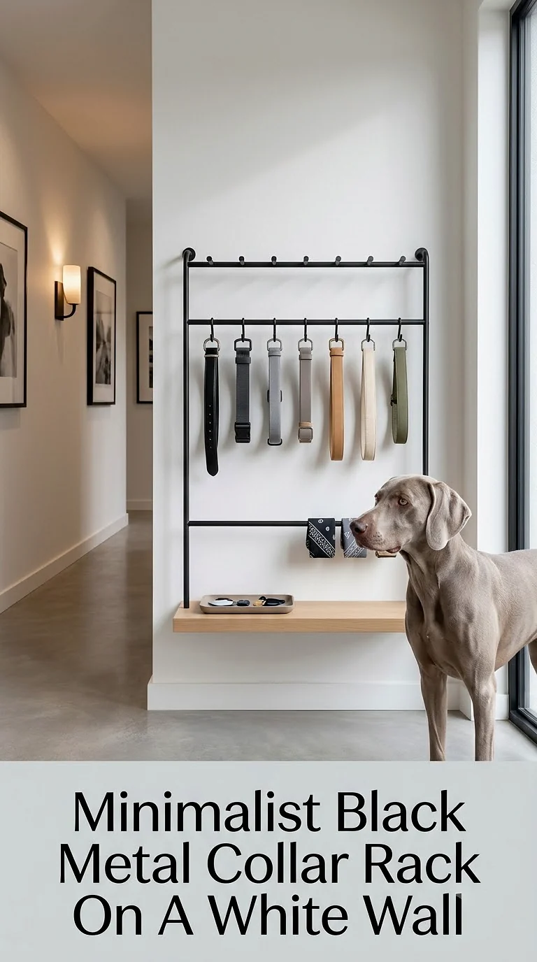 Minimalist Black Metal Collar Rack On A White Wall