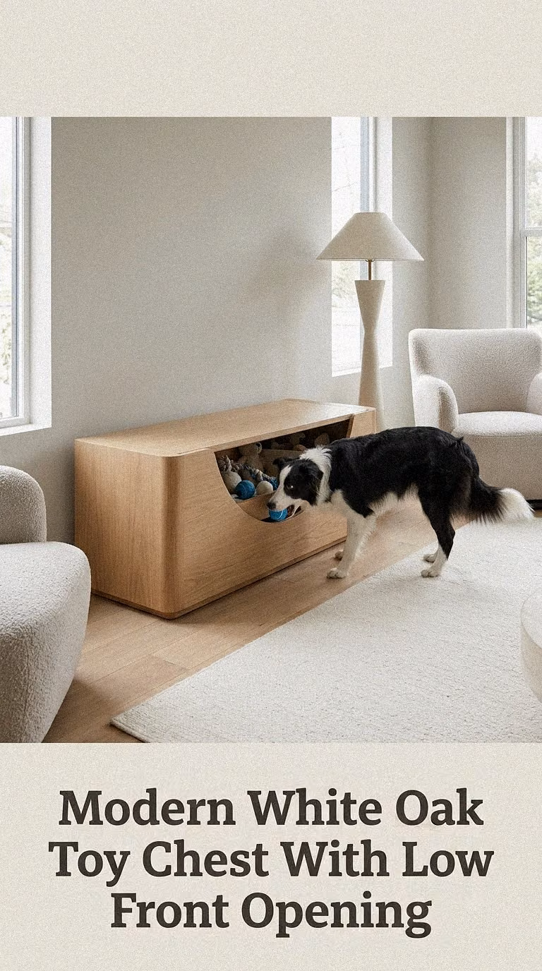 Modern White Oak Toy Chest With Low Front Opening