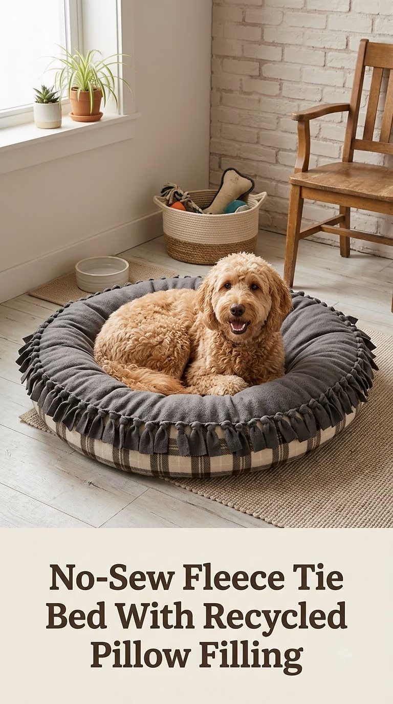 No-Sew Fleece Tie Bed With Recycled Pillow Filling