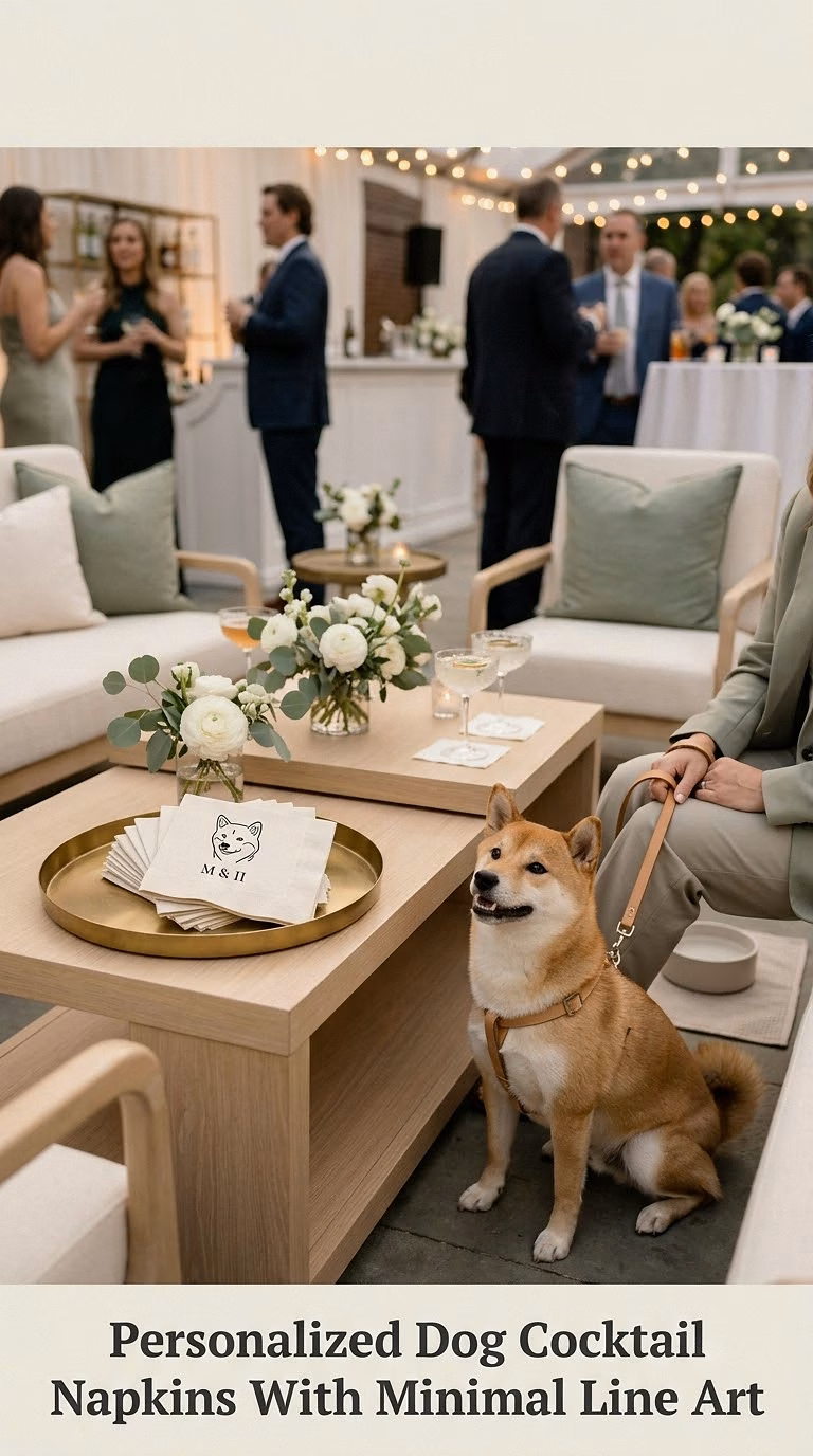 Personalized Dog Cocktail Napkins With Minimal Line Art