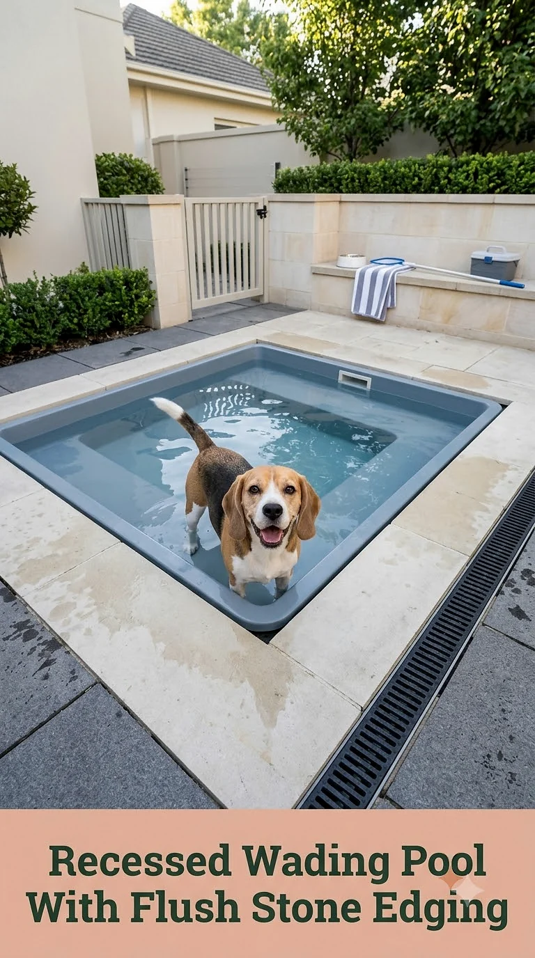 Recessed Wading Pool With Flush Stone Edging