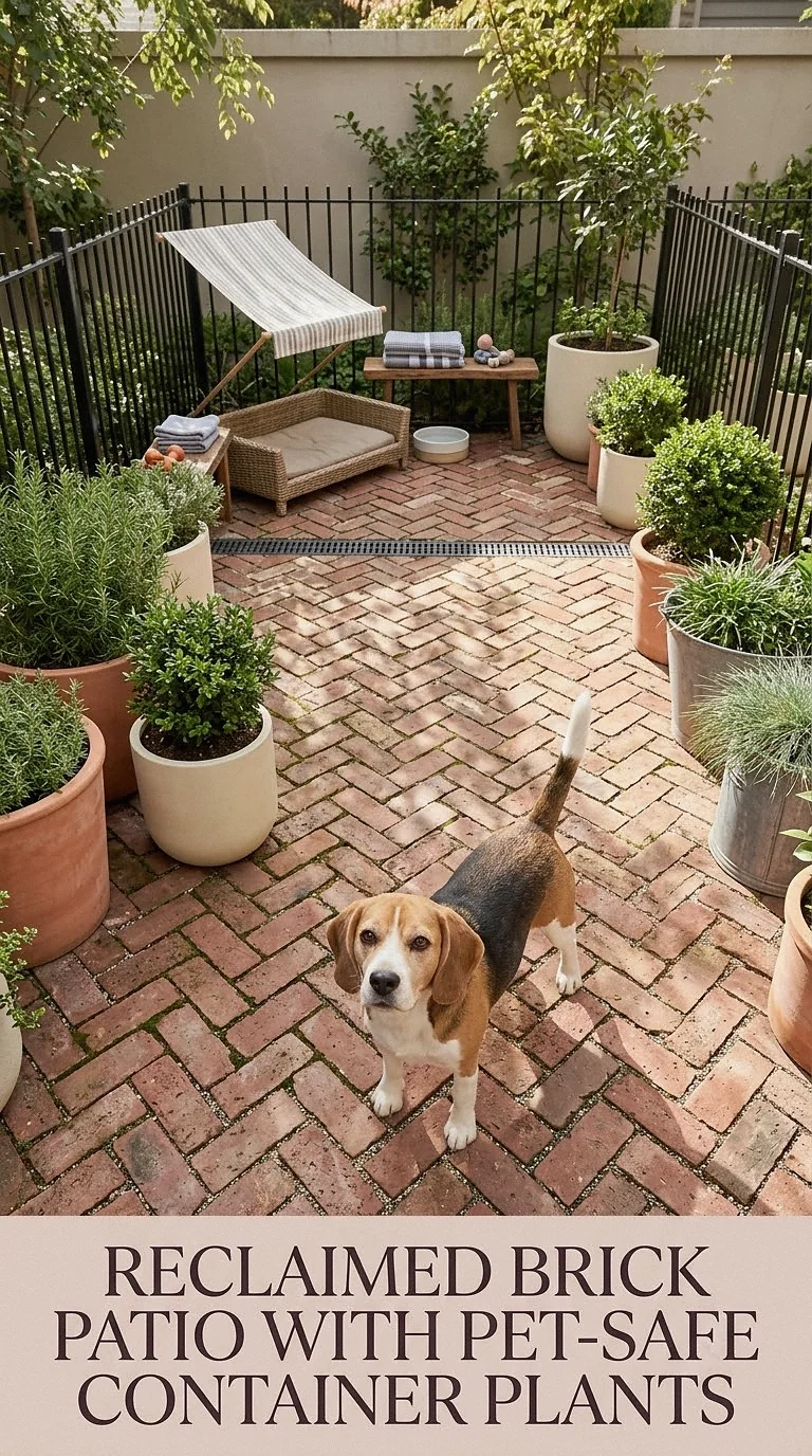 Reclaimed Brick Patio With Pet-Safe Container Plants