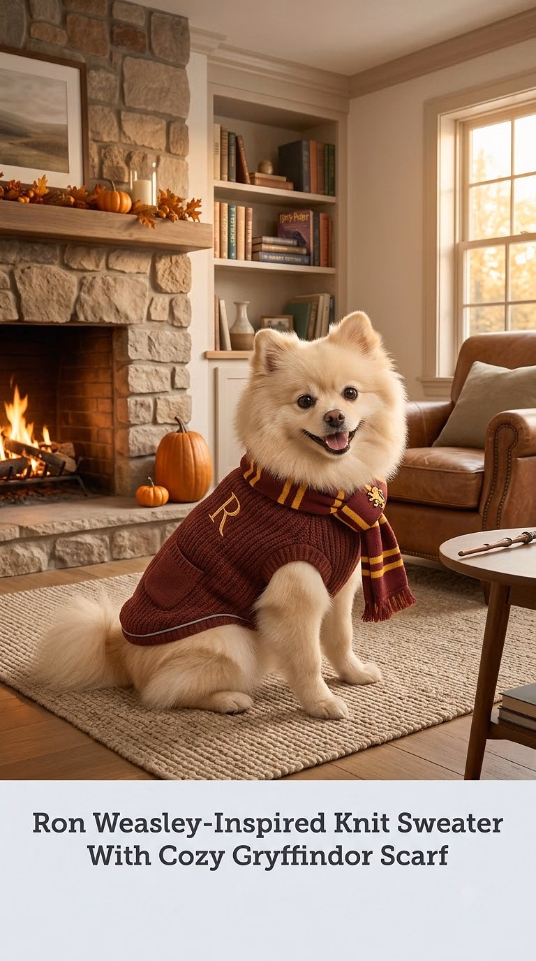 Ron Weasley-Inspired Knit Sweater With Cozy Gryffindor Scarf