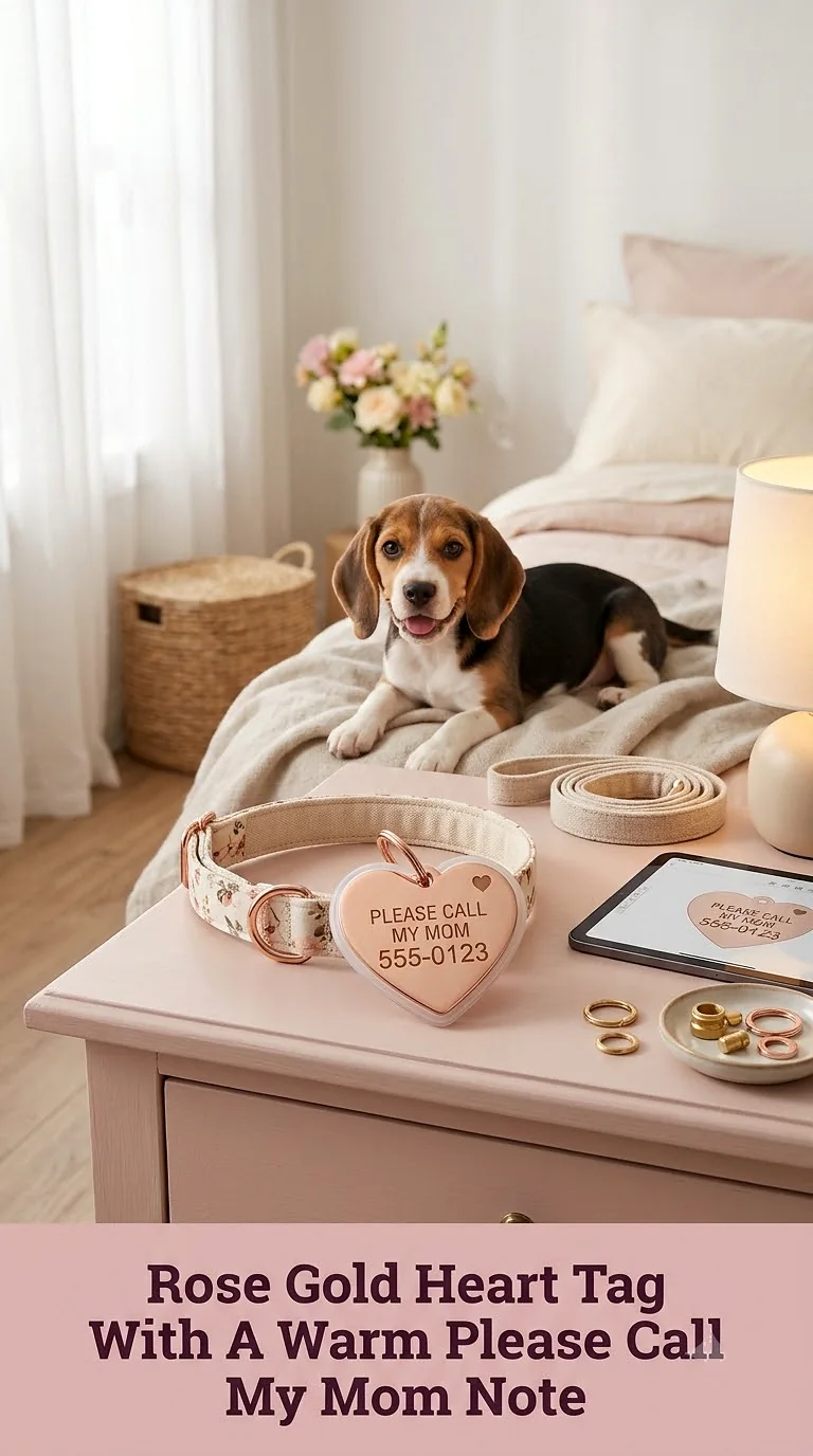 Rose Gold Heart Tag With A Warm Please Call My Mom Note