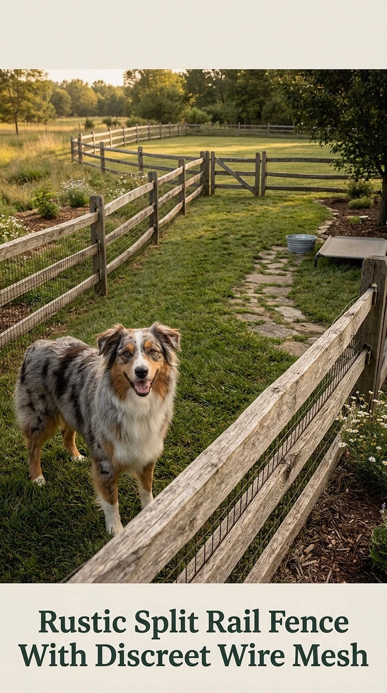 Rustic Split Rail Fence With Discreet Wire Mesh
