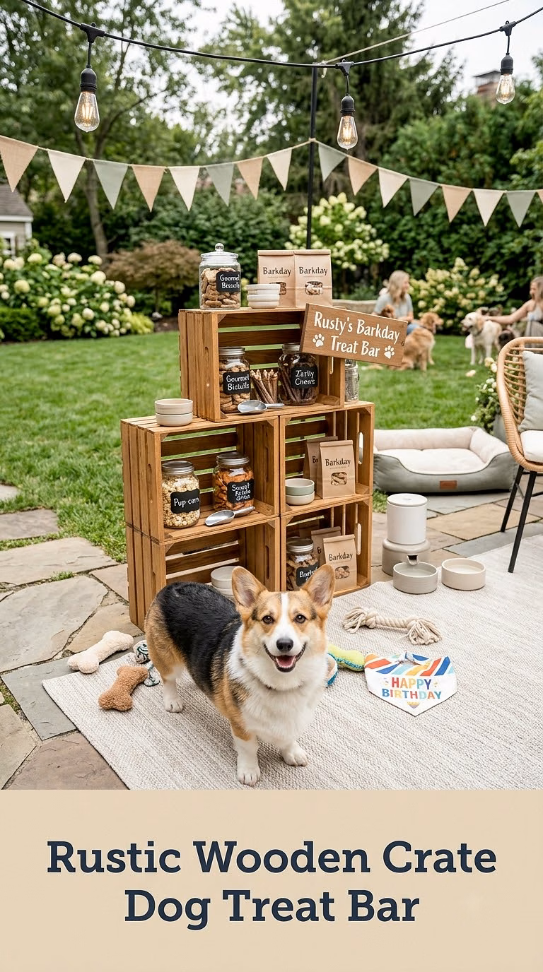 Rustic Wooden Crate Dog Treat Bar