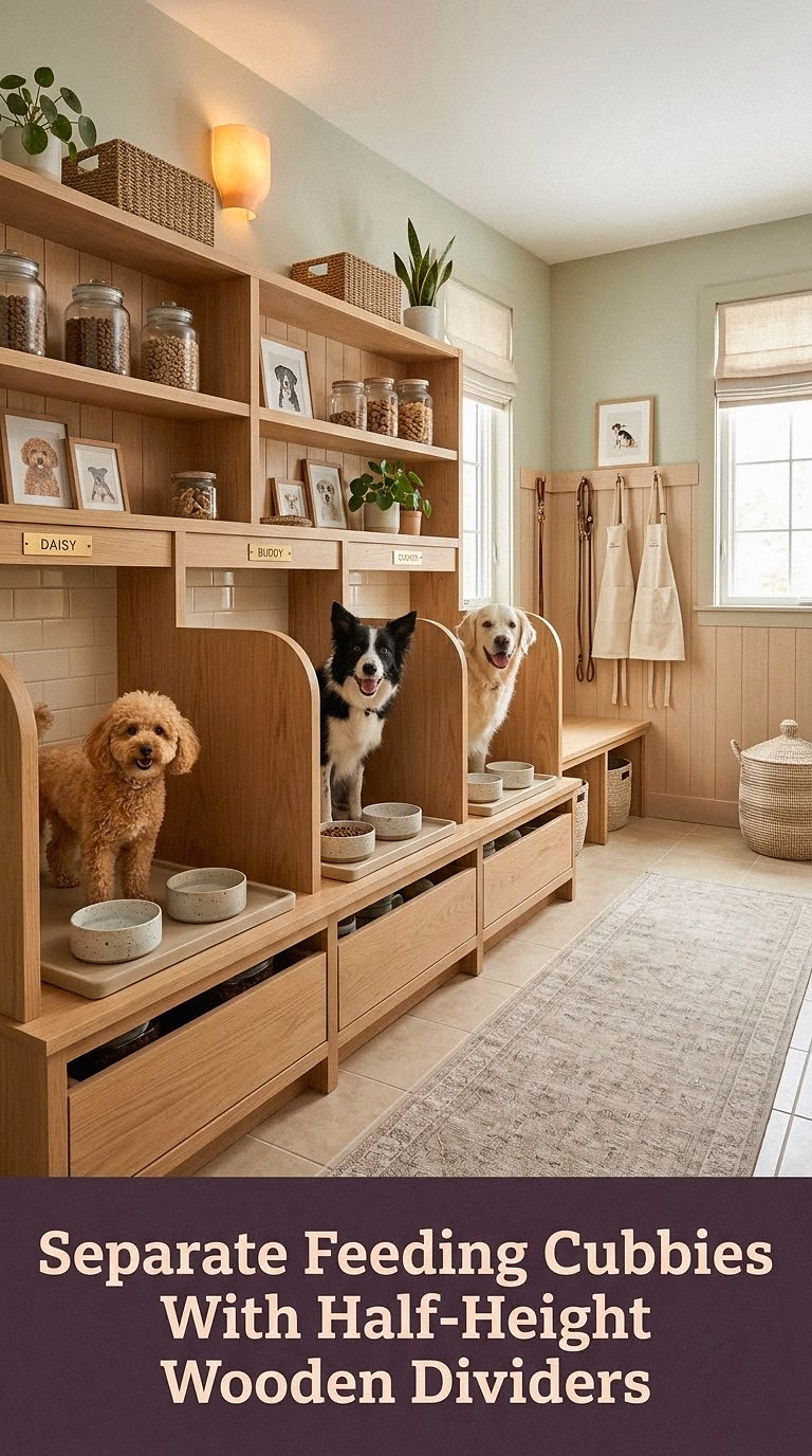 3. Separate Feeding Cubbies With Half-Height Wooden Dividers