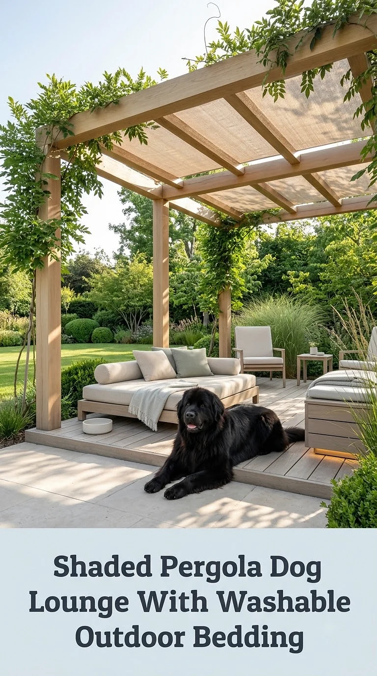 Shaded Pergola Dog Lounge With Washable Outdoor Bedding
