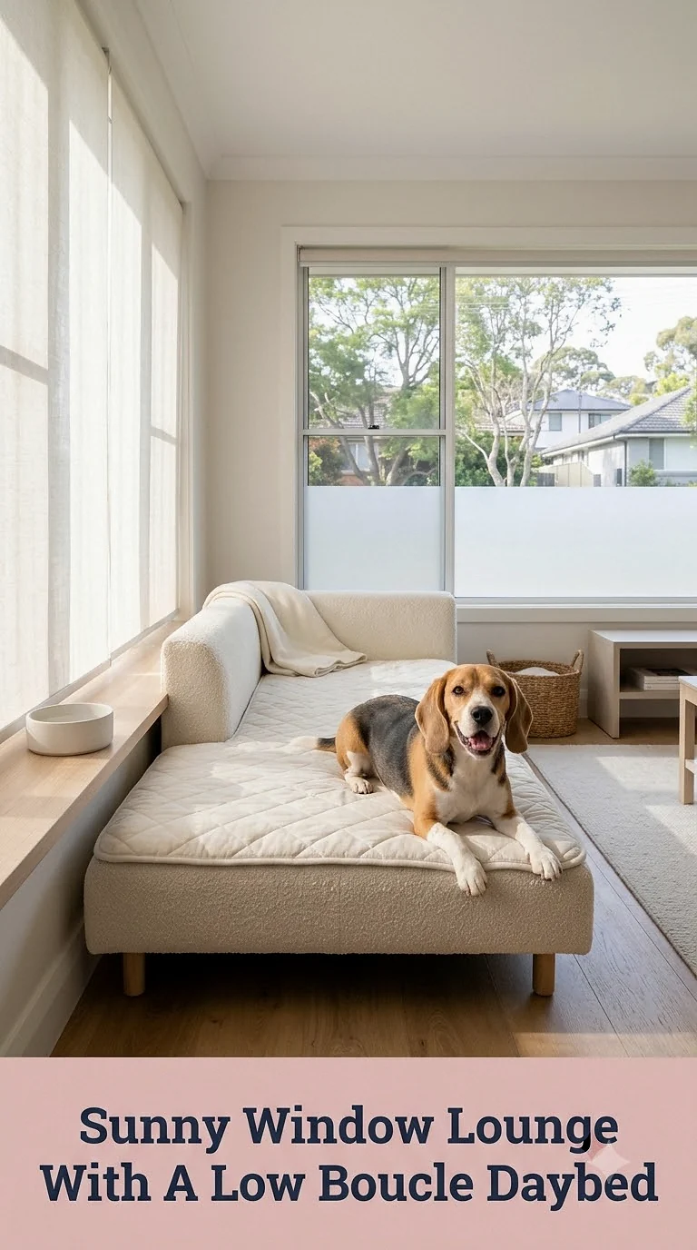 Sunny Window Lounge With A Low Boucle Daybed