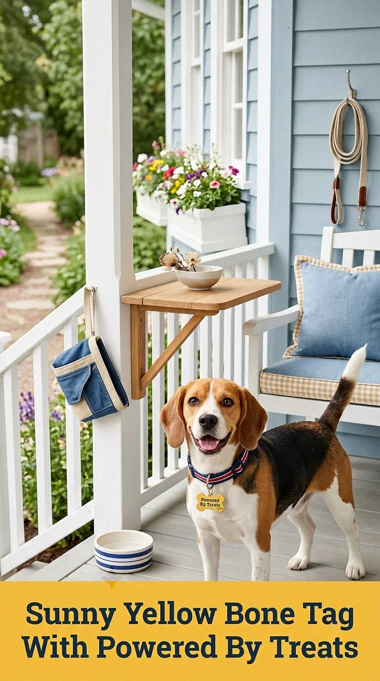 Sunny Yellow Bone Tag With Powered By Treats