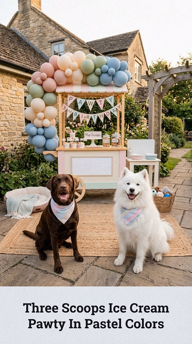 Three Scoops Ice Cream Pawty In Pastel Colors