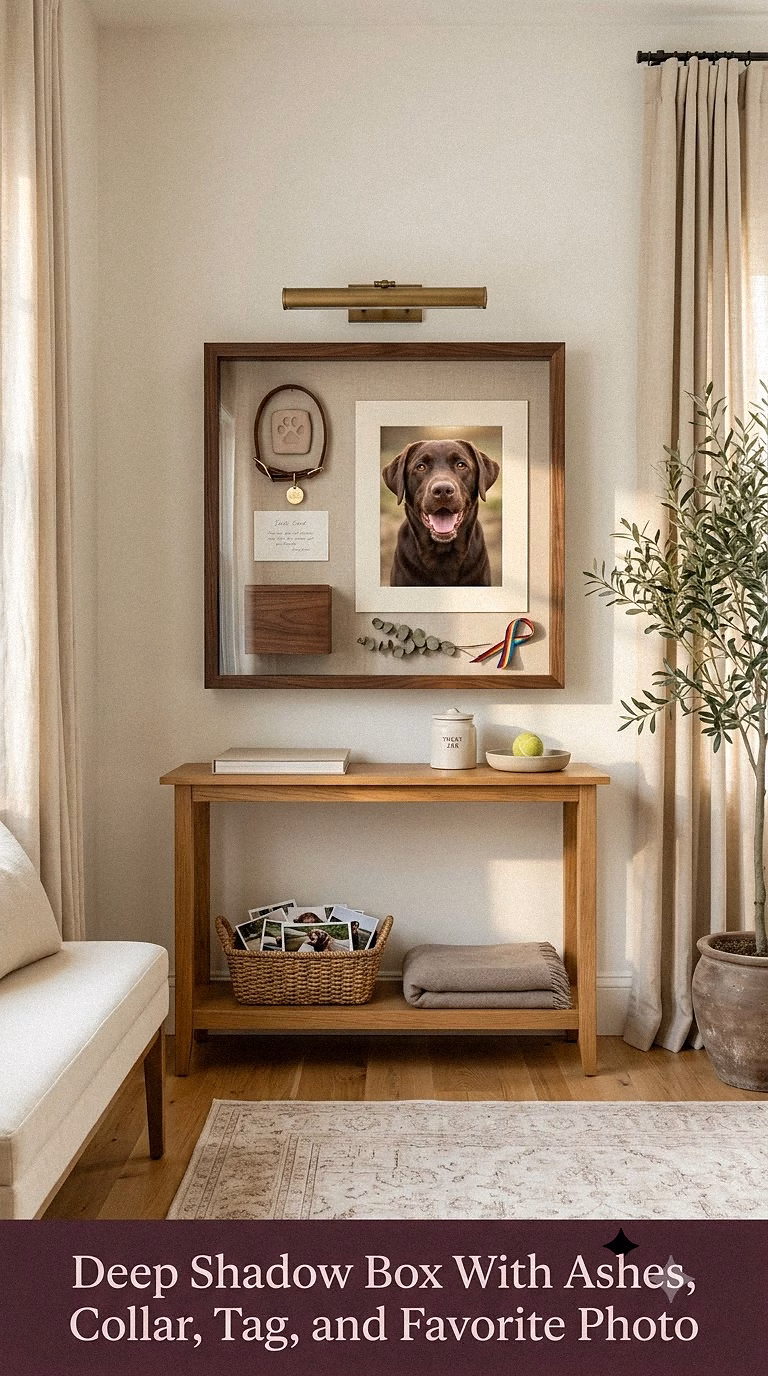 4. Deep Shadow Box With Ashes, Collar, Tag, and Favorite Photo