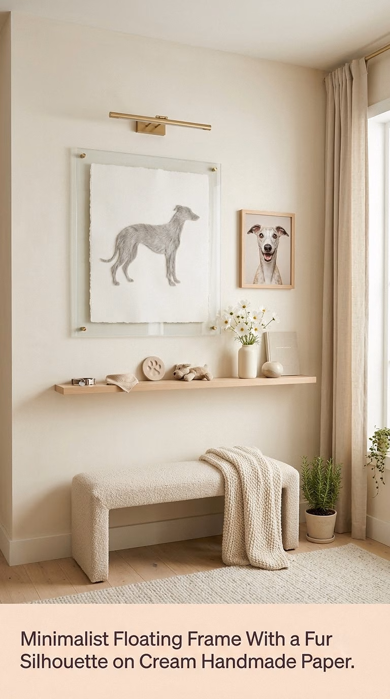 4. Minimalist Floating Frame With a Fur Silhouette on Cream Handmade Paper