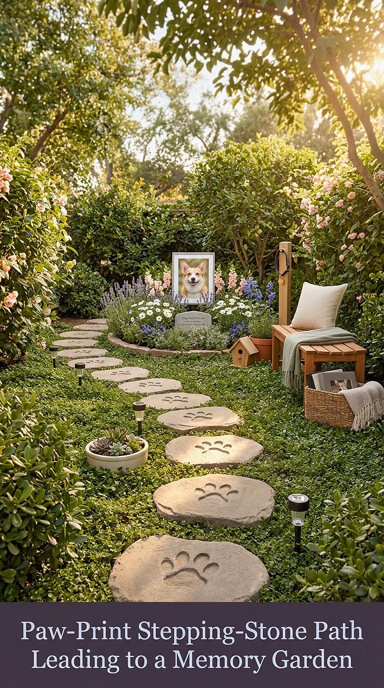 4. Paw-Print Stepping-Stone Path Leading to a Memory Garden