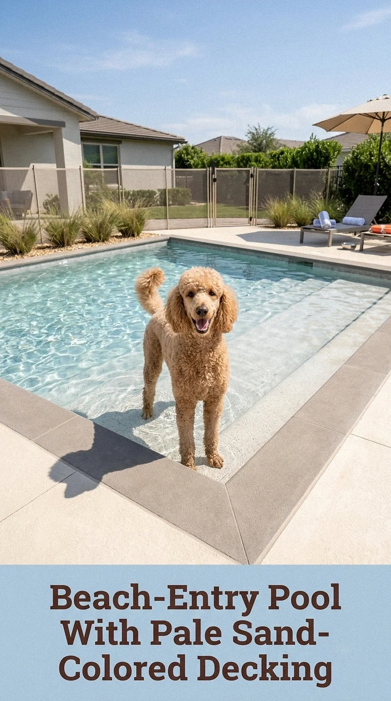 Beach-Entry Pool With Pale Sand-Colored Decking