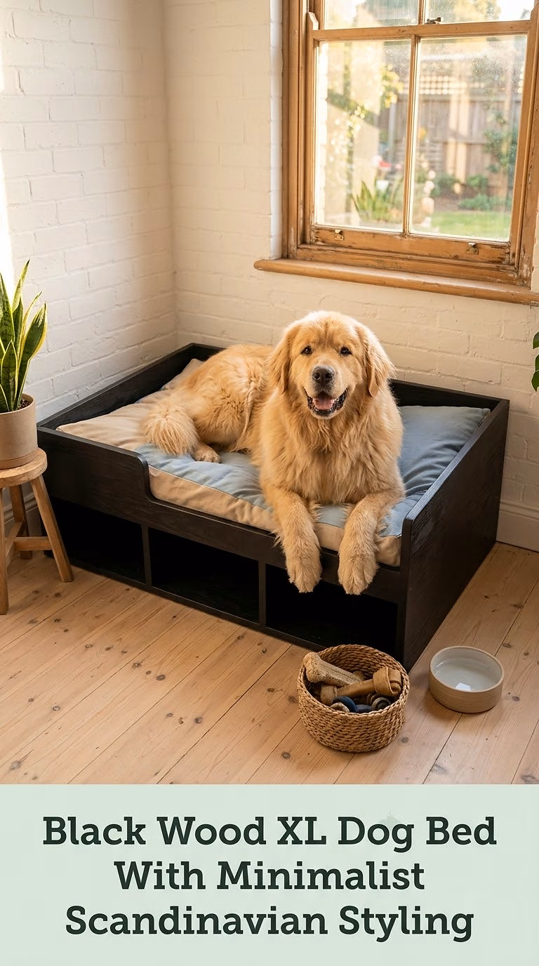 Black Wood XL Dog Bed With Minimalist Scandinavian Styling