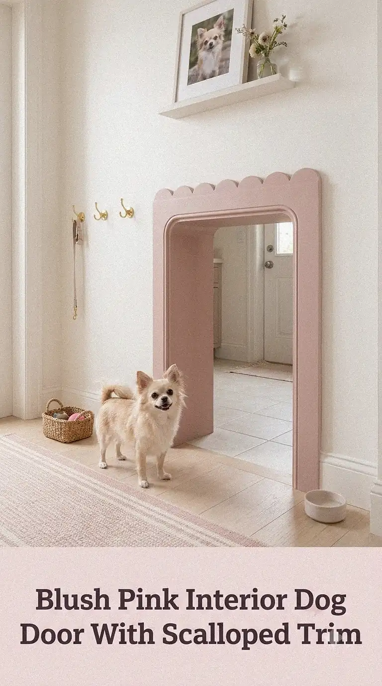 Blush Pink Interior Dog Door With Scalloped Trim