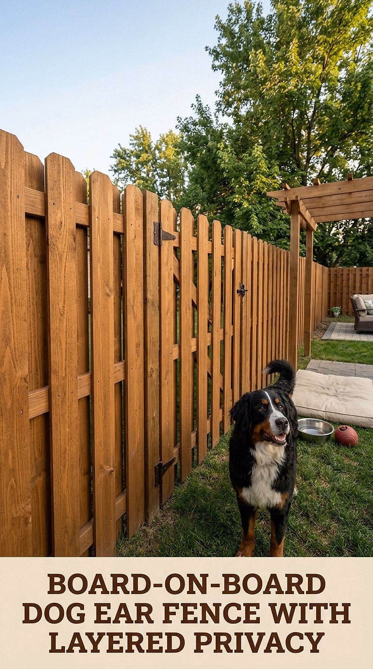Board-On-Board Dog Ear Fence With Layered Privacy