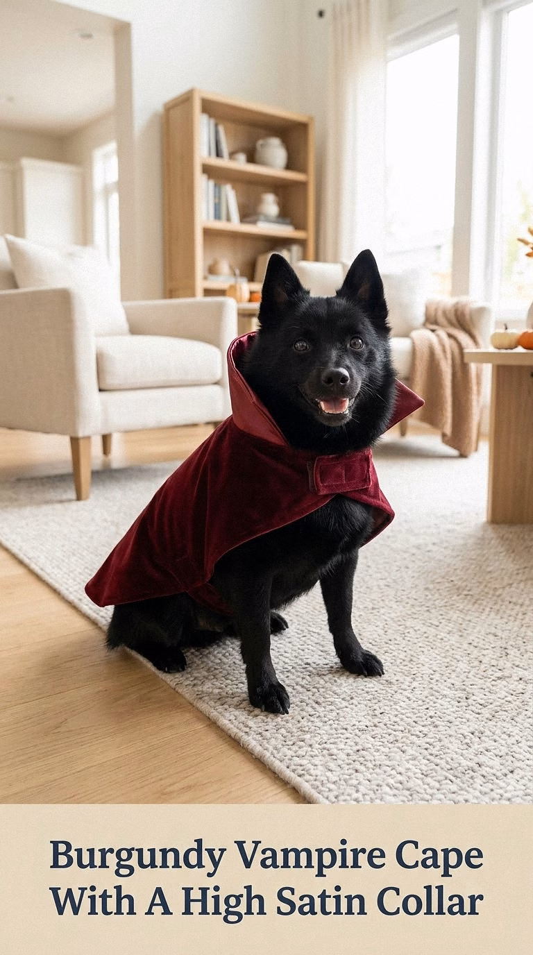Burgundy Vampire Cape With A High Satin Collar