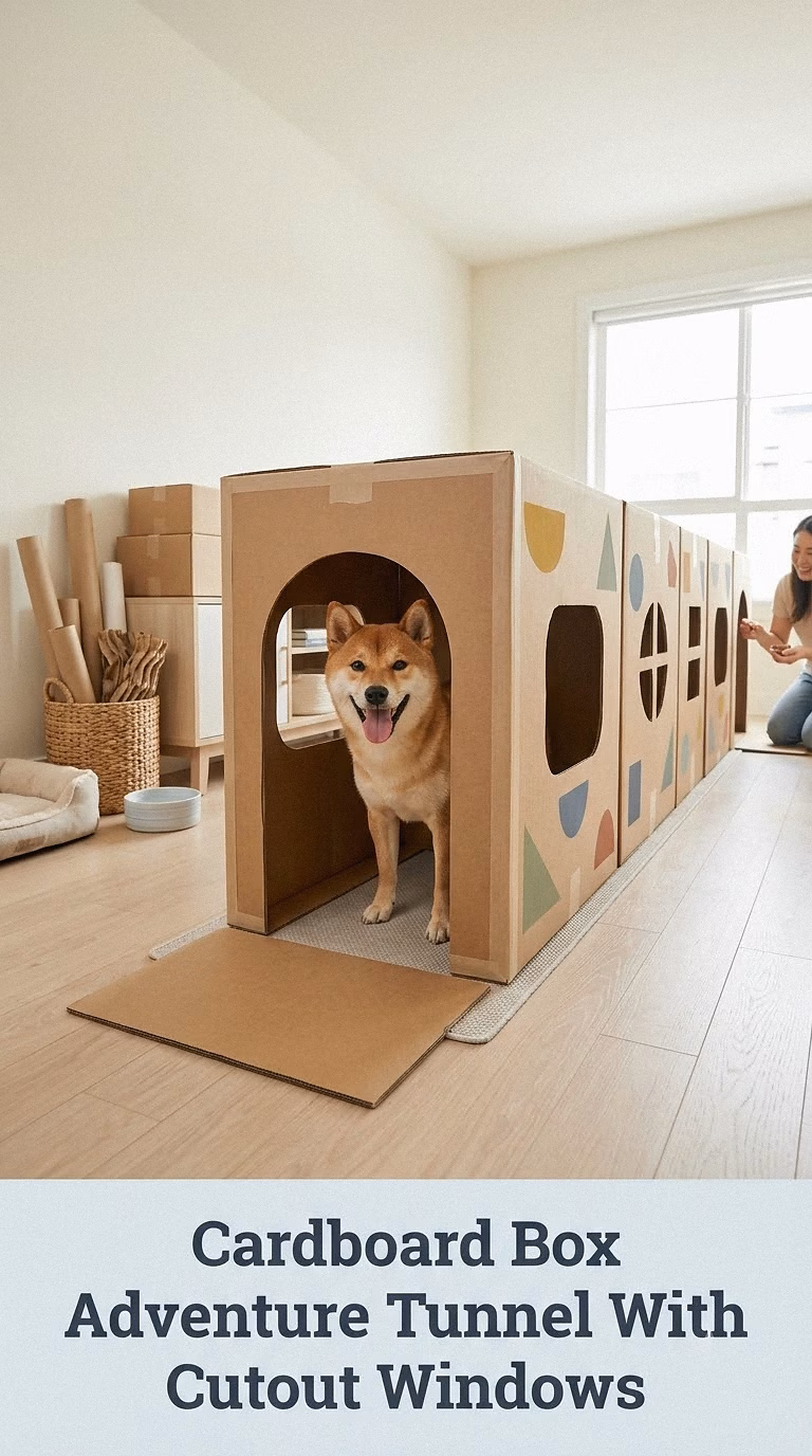 Cardboard Box Adventure Tunnel With Cutout Windows