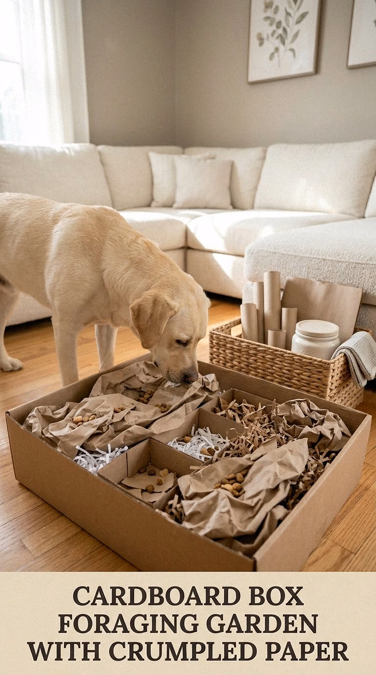 Cardboard Box Foraging Garden With Crumpled Paper