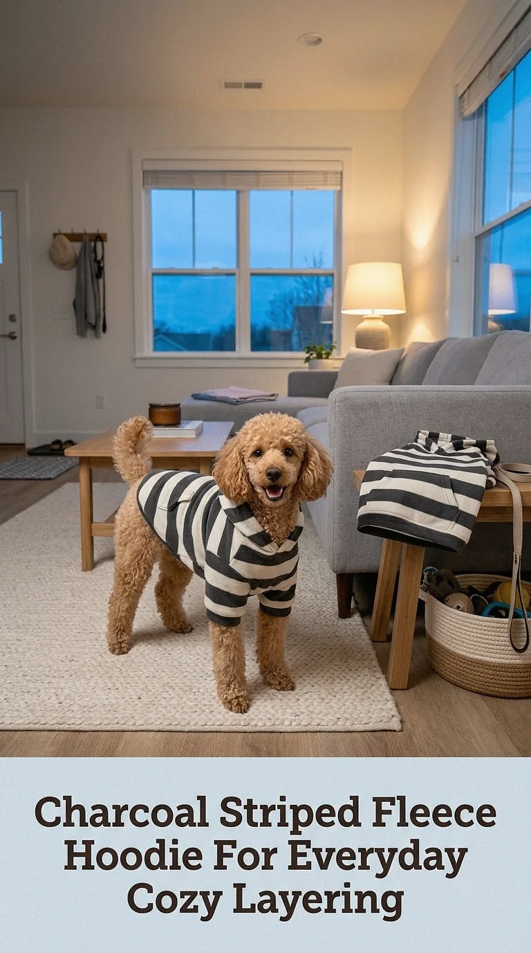 Charcoal Striped Fleece Hoodie For Everyday Cozy Layering