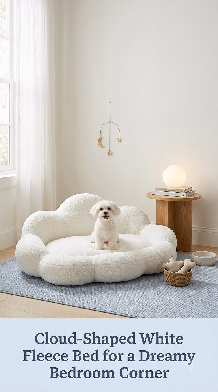 Cloud-Shaped White Fleece Bed for a Dreamy Bedroom Corner