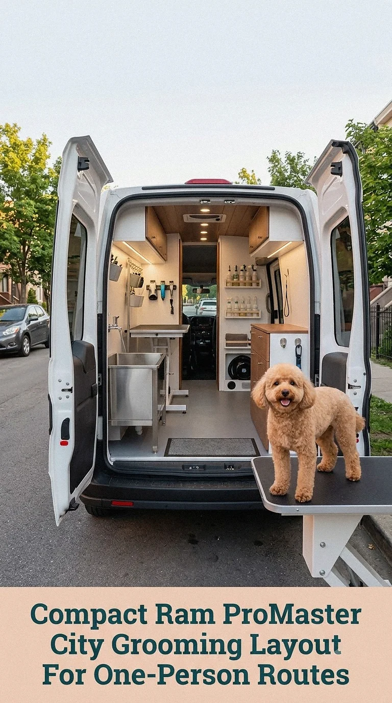 Compact Ram ProMaster City Grooming Layout For One-Person Routes