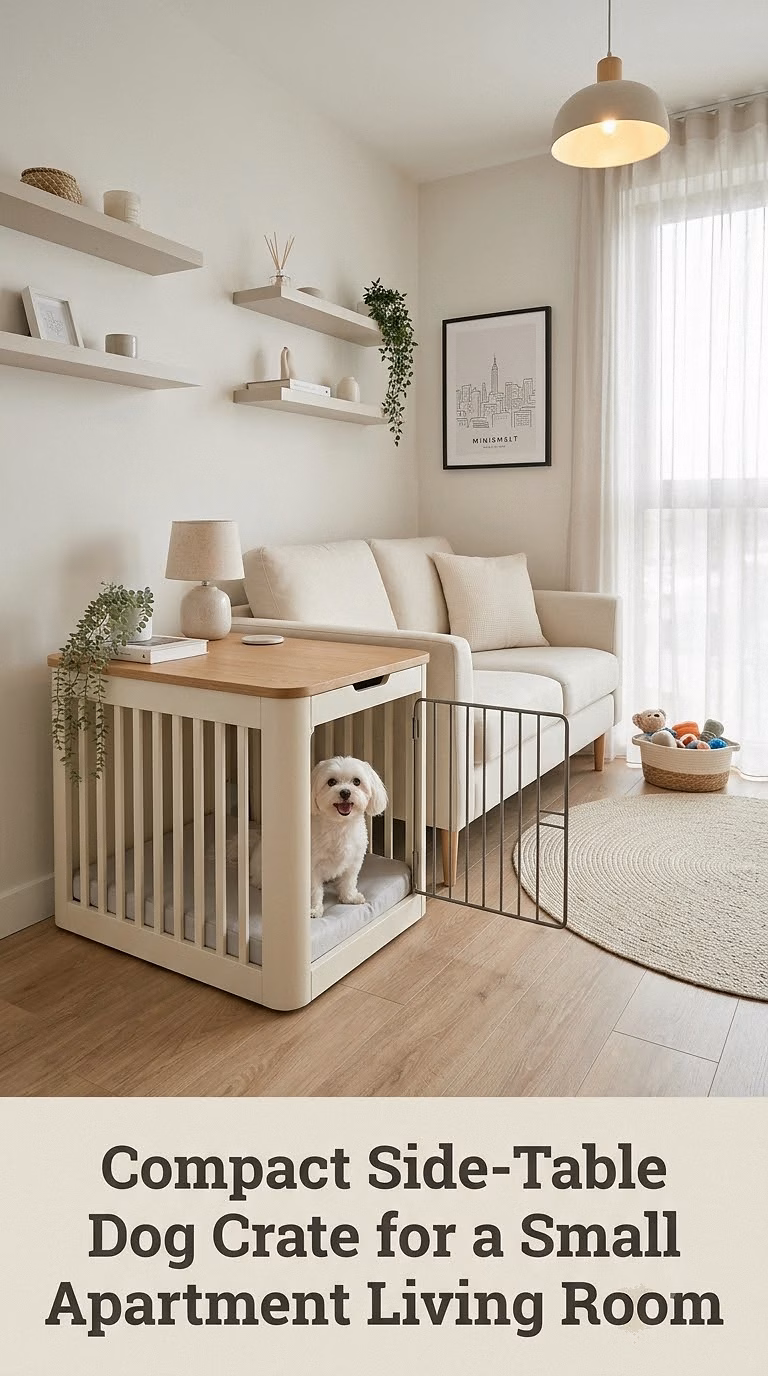 Compact Side-Table Dog Crate for a Small Apartment Living Room