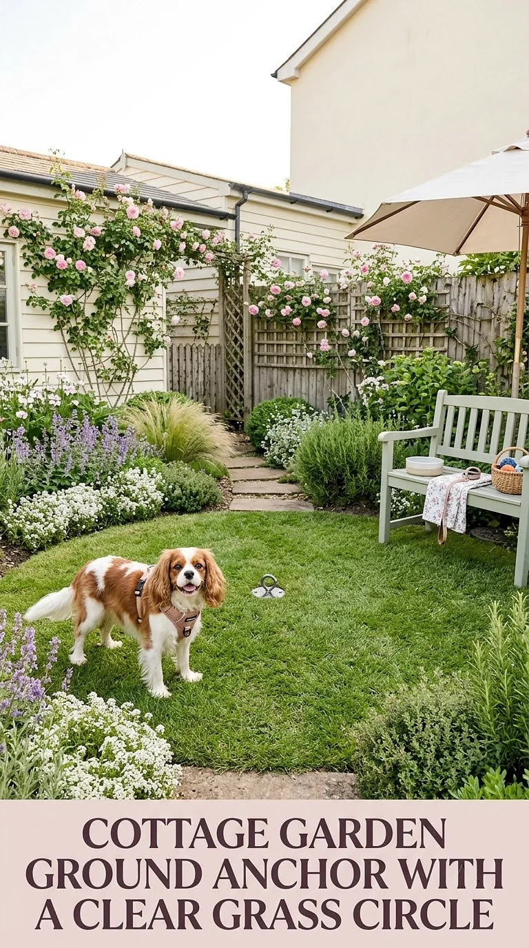 Cottage Garden Ground Anchor With A Clear Grass Circle