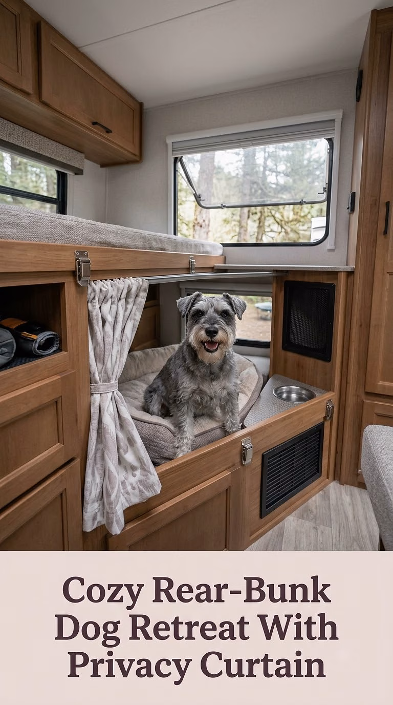 Cozy Rear-Bunk Dog Retreat With Privacy Curtain