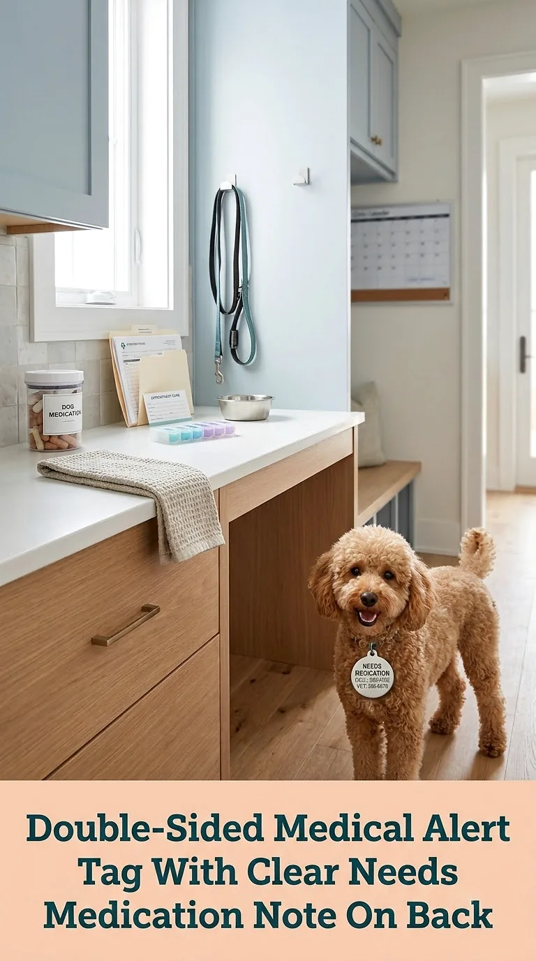 Double-Sided Medical Alert Tag With Clear Needs Medication Note On Back