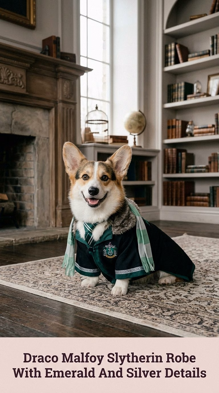 Draco Malfoy Slytherin Robe With Emerald And Silver Details