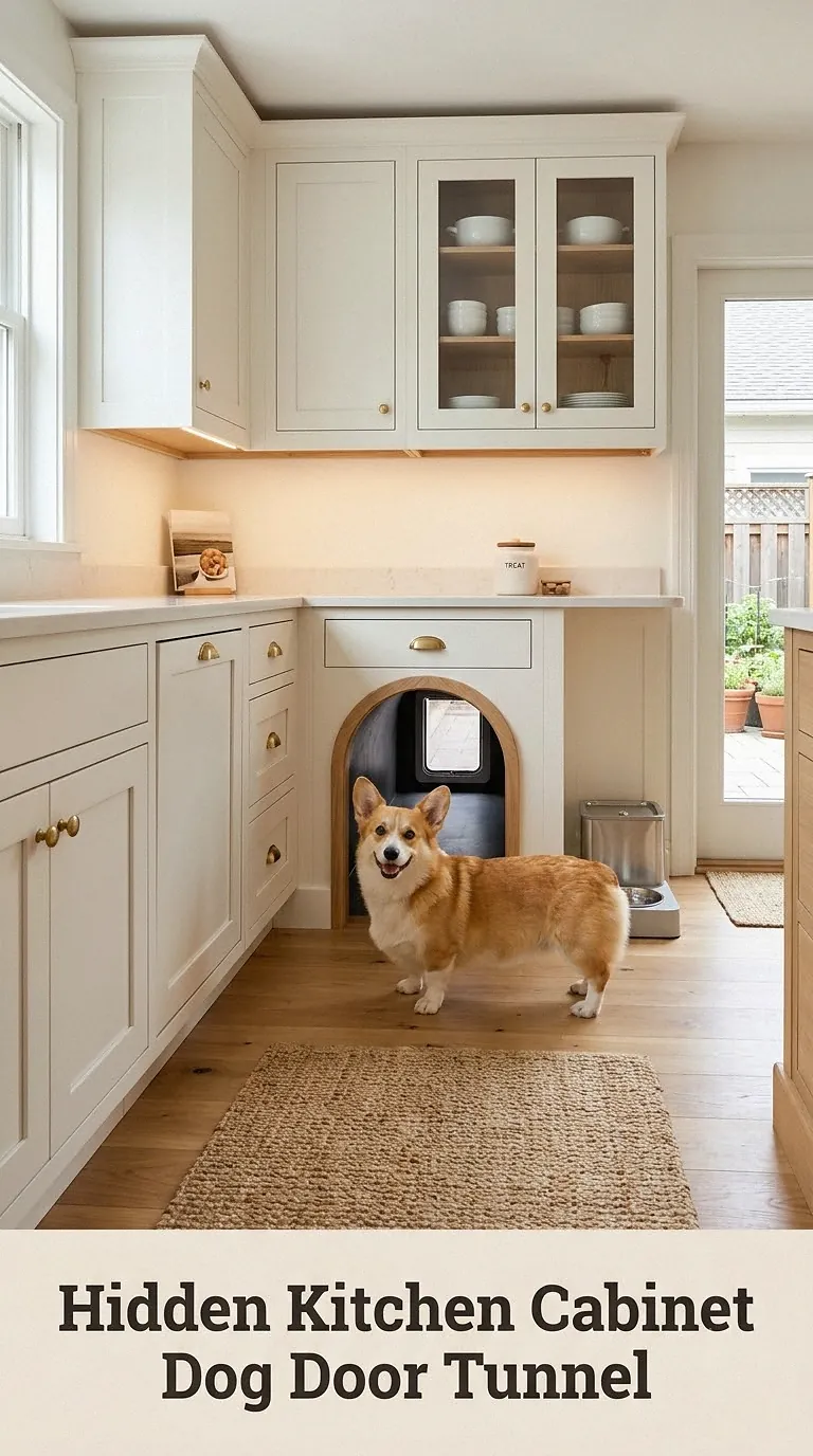 Hidden Kitchen Cabinet Dog Door Tunnel