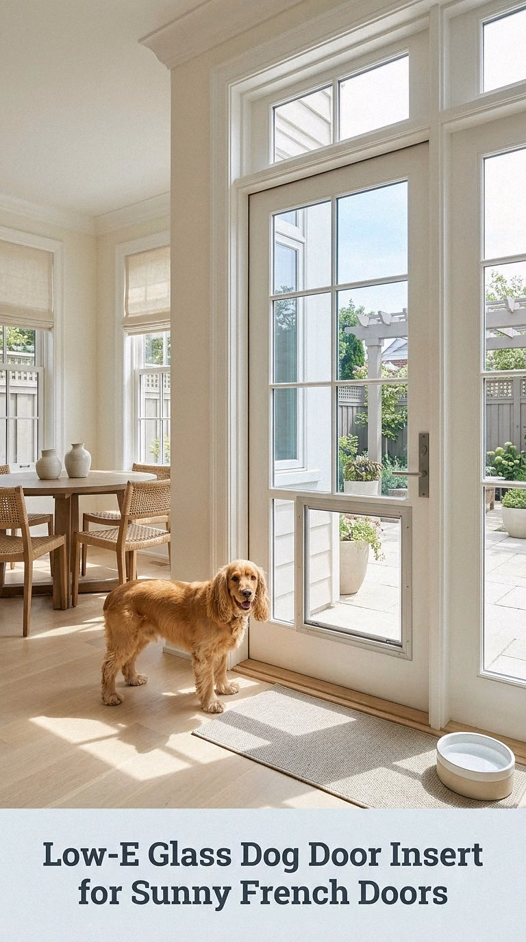 Low-E Glass Dog Door Insert for Sunny French Doors