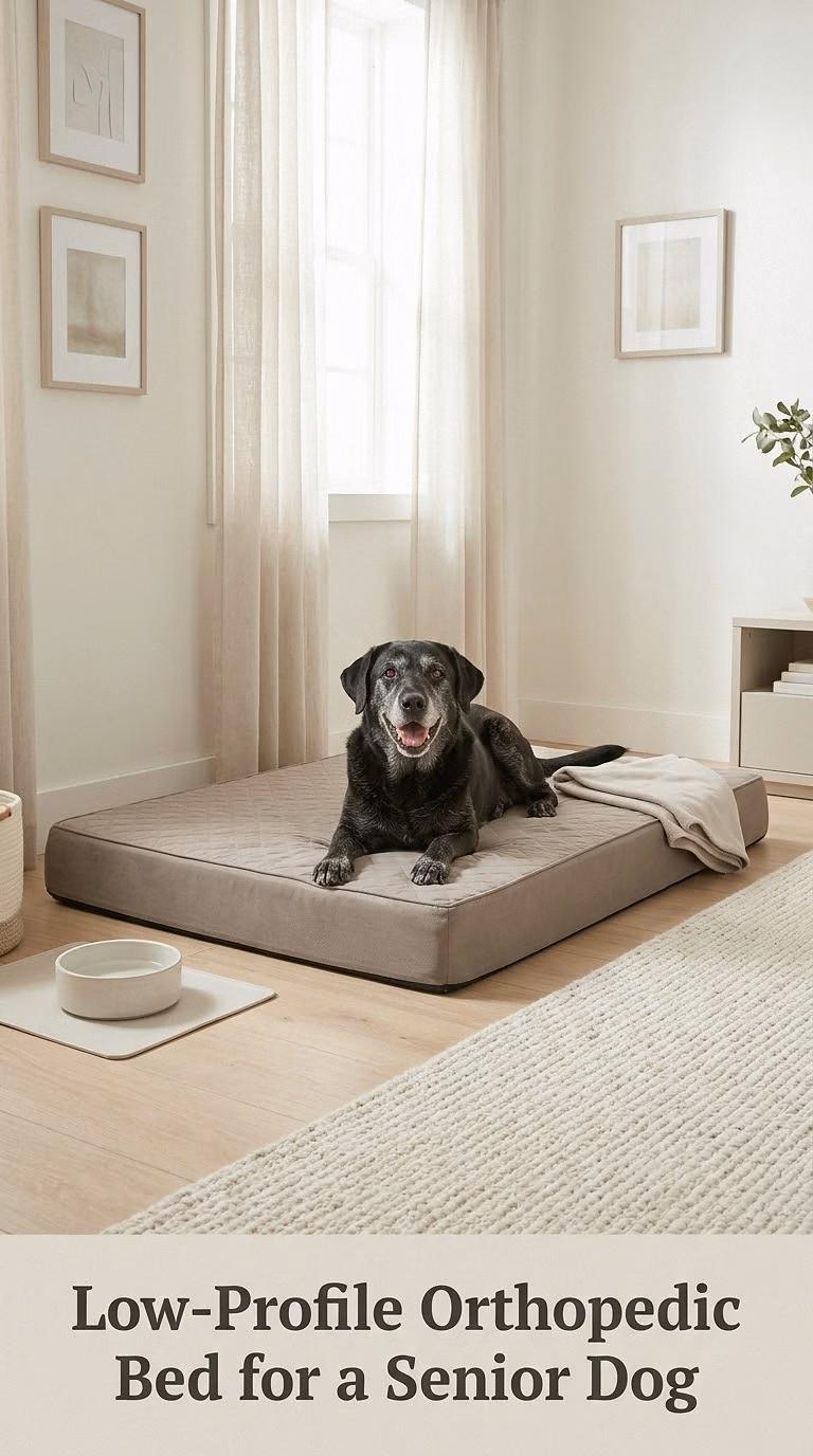 Low-Profile Orthopedic Bed for a Senior Dog