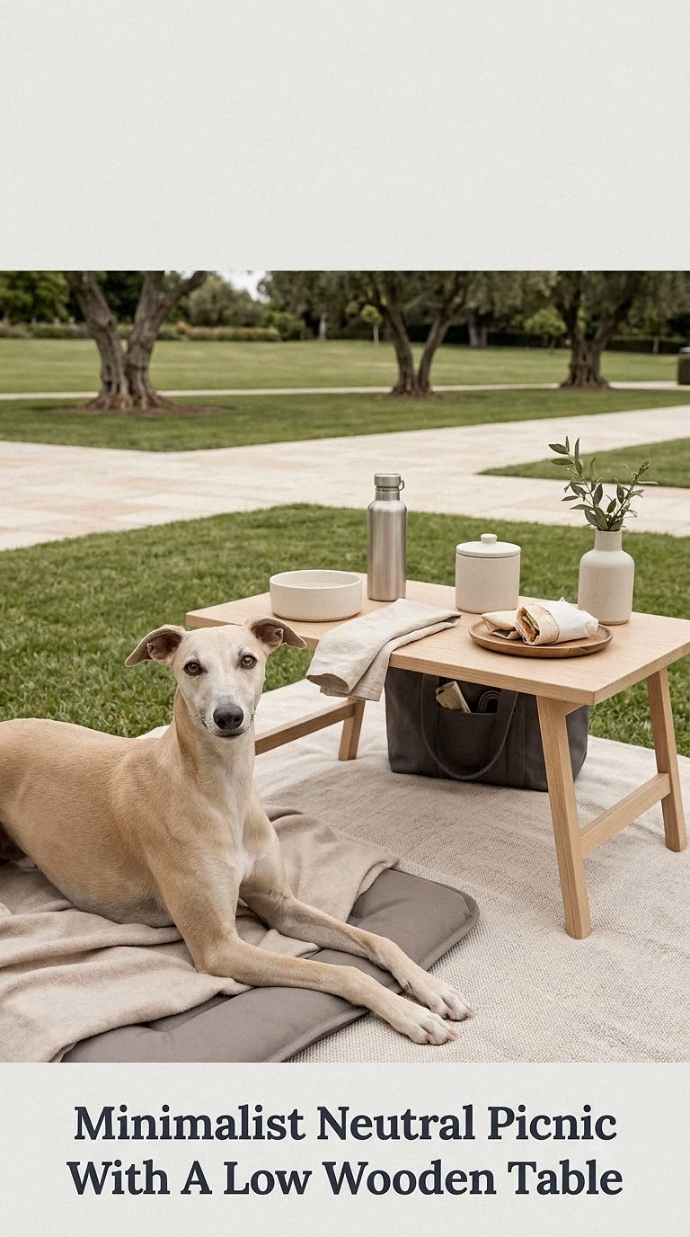 Minimalist Neutral Picnic With A Low Wooden Table