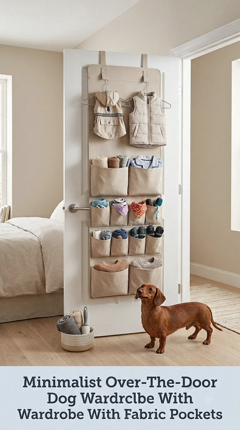 Minimalist Over-The-Door Dog Wardrobe With Fabric Pockets