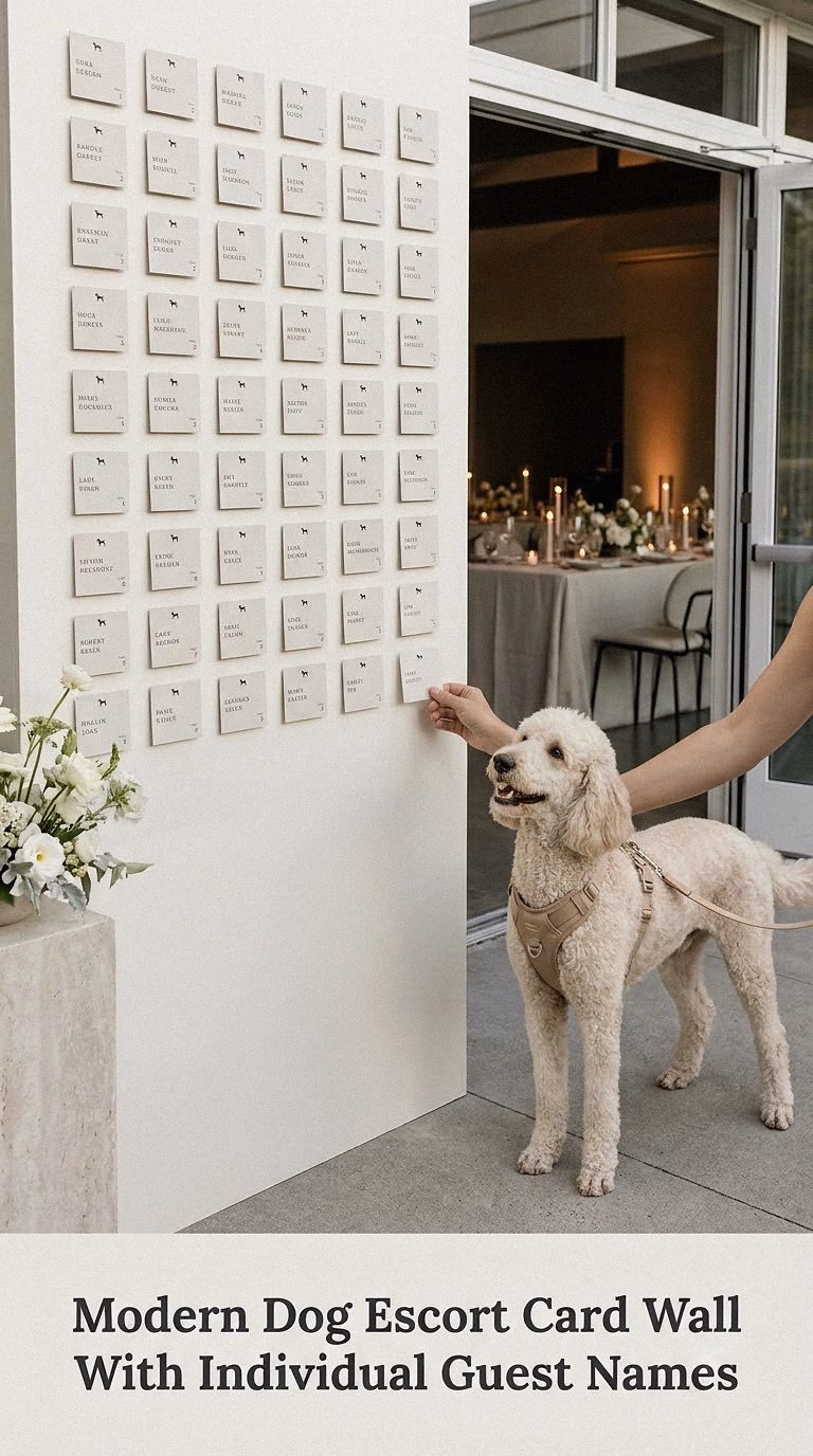 Modern Dog Escort Card Wall With Individual Guest Names