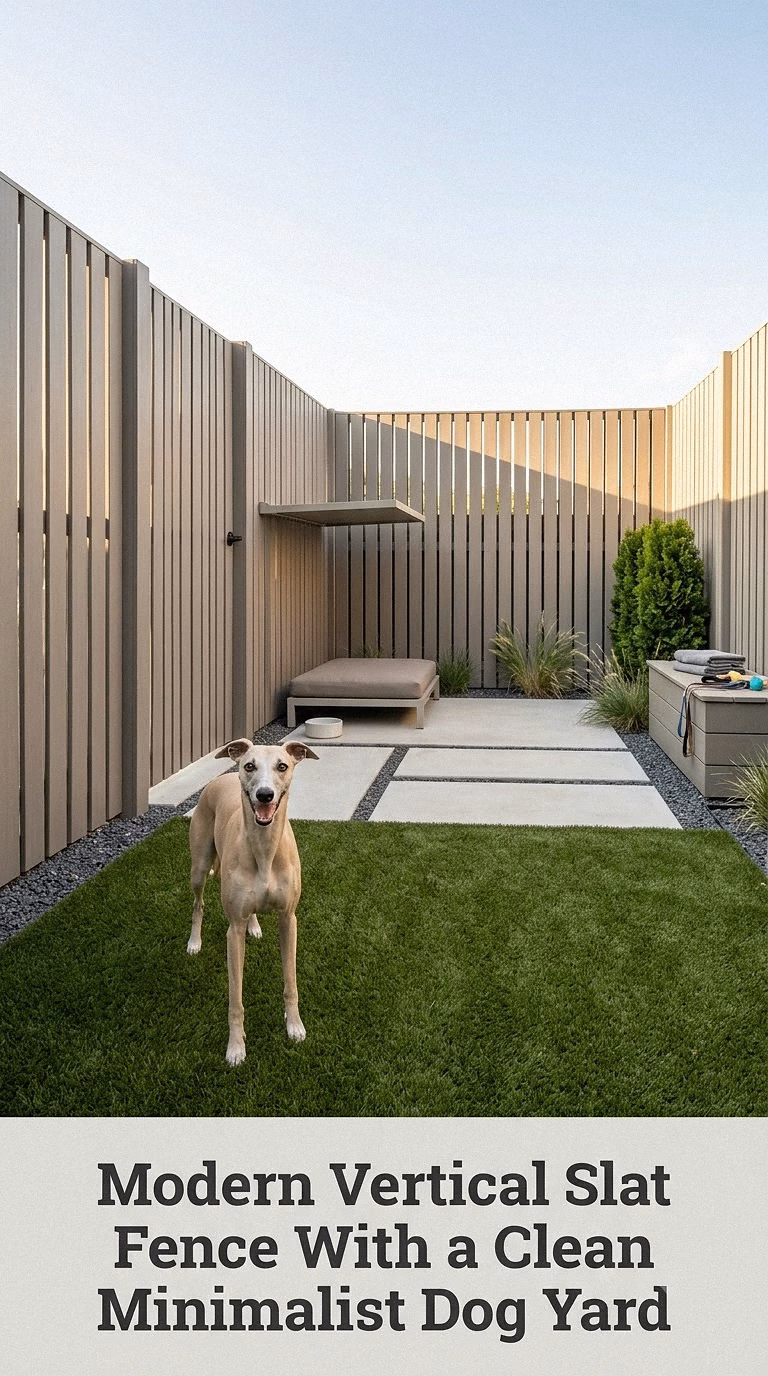 Modern Vertical Slat Fence With a Clean Minimalist Dog Yard