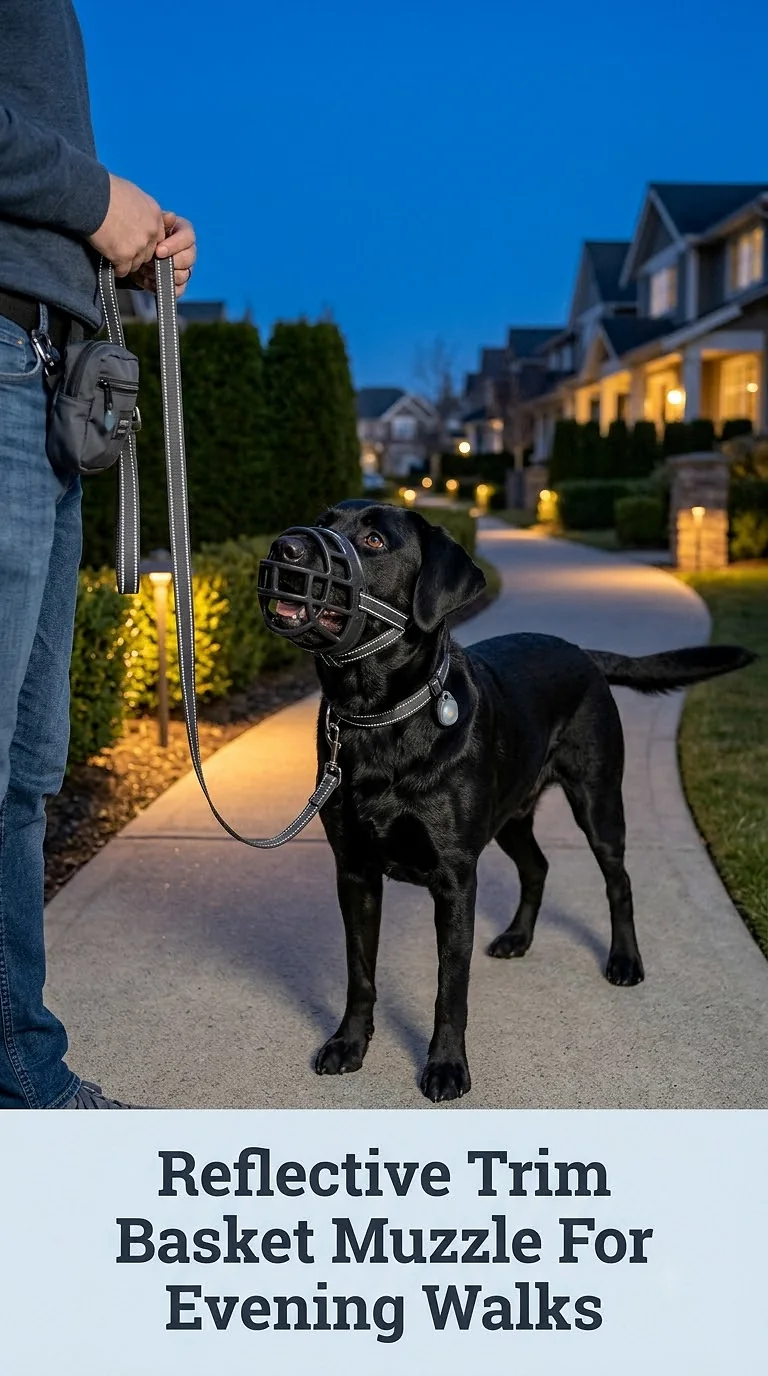 Reflective Trim Basket Muzzle For Evening Walks