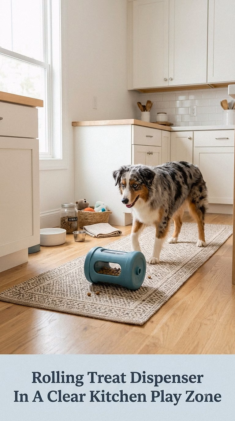 Rolling Treat Dispenser In A Clear Kitchen Play Zone