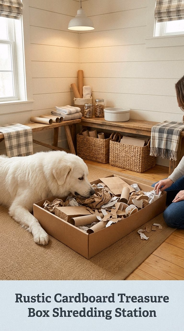Rustic Cardboard Treasure Box Shredding Station