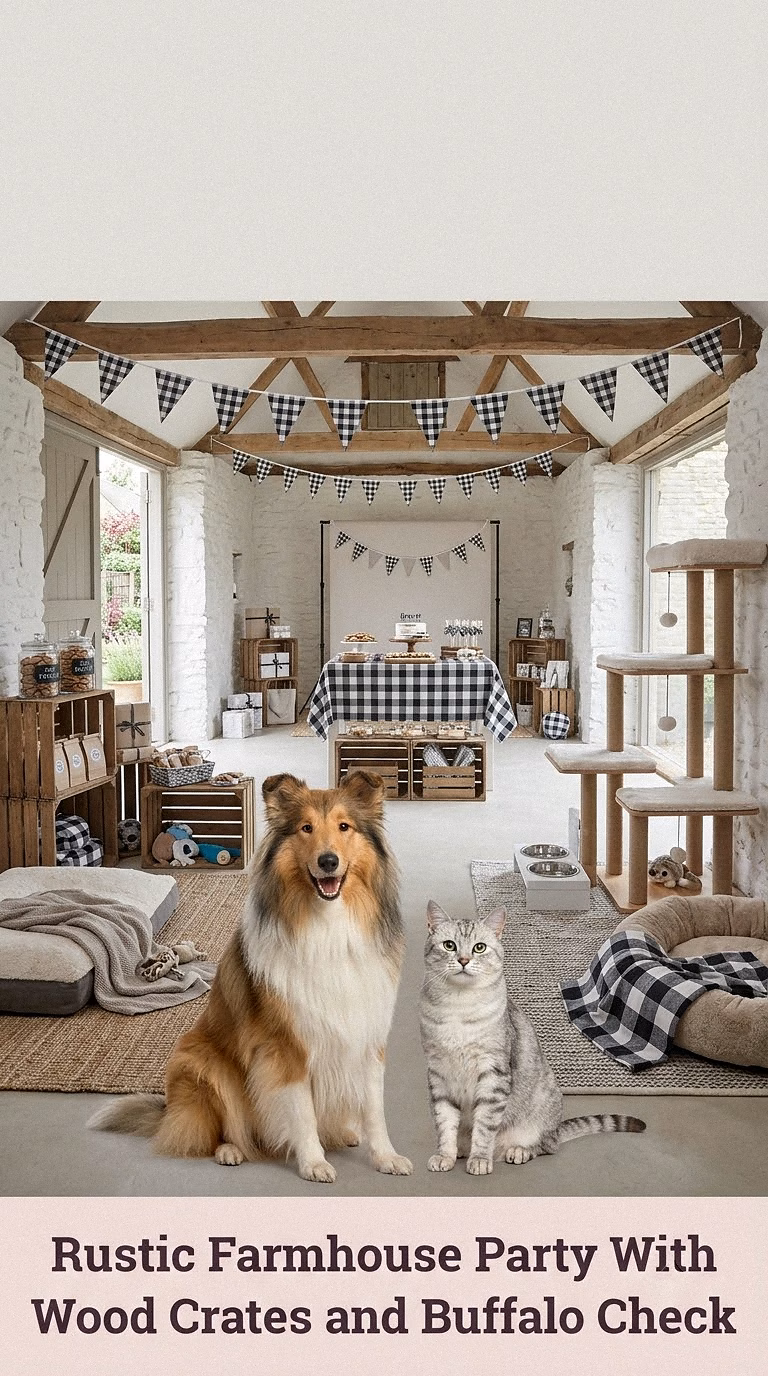 Rustic Farmhouse Party With Wood Crates and Buffalo Check