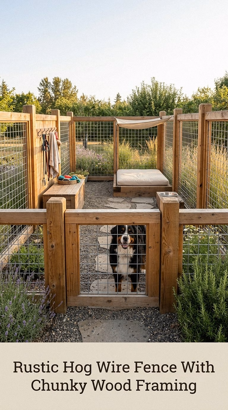 Rustic Hog Wire Fence With Chunky Wood Framing