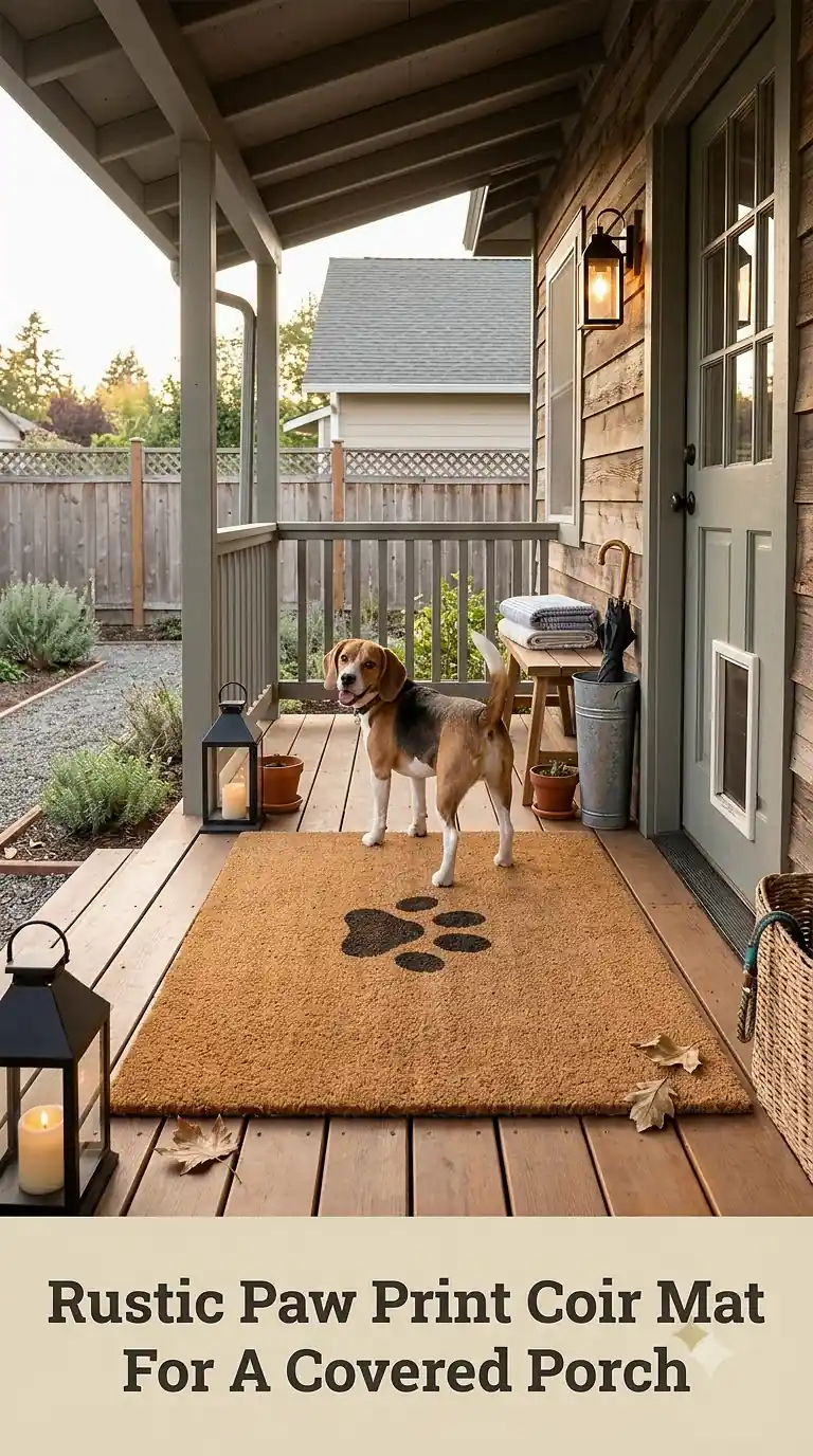 Rustic Paw Print Coir Mat For A Covered Porch