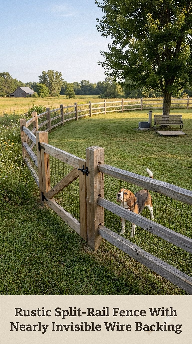 Rustic Split-Rail Fence With Nearly Invisible Wire Backing