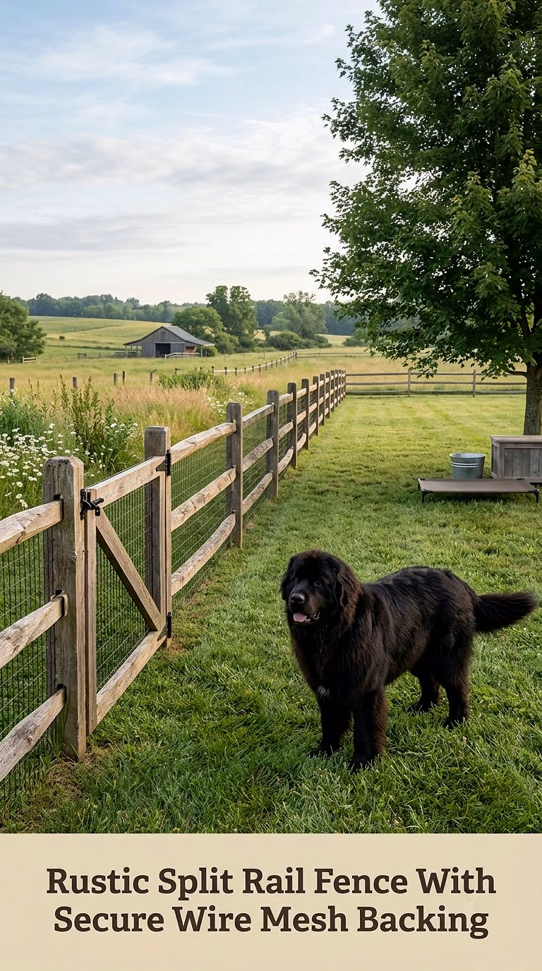 Rustic Split Rail Fence With Secure Wire Mesh Backing